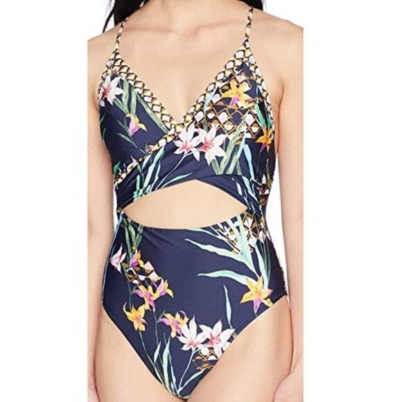 Trina Turk Fiji Keyhole Floral One Piece Swimsuit - Picture 1 of 5